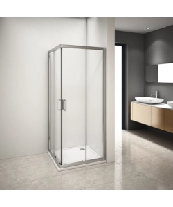 BOX DOCCIA ANGOLARE IN ALLUMINIO CON VETRO TRASPARENTE, 80X80X185 CM